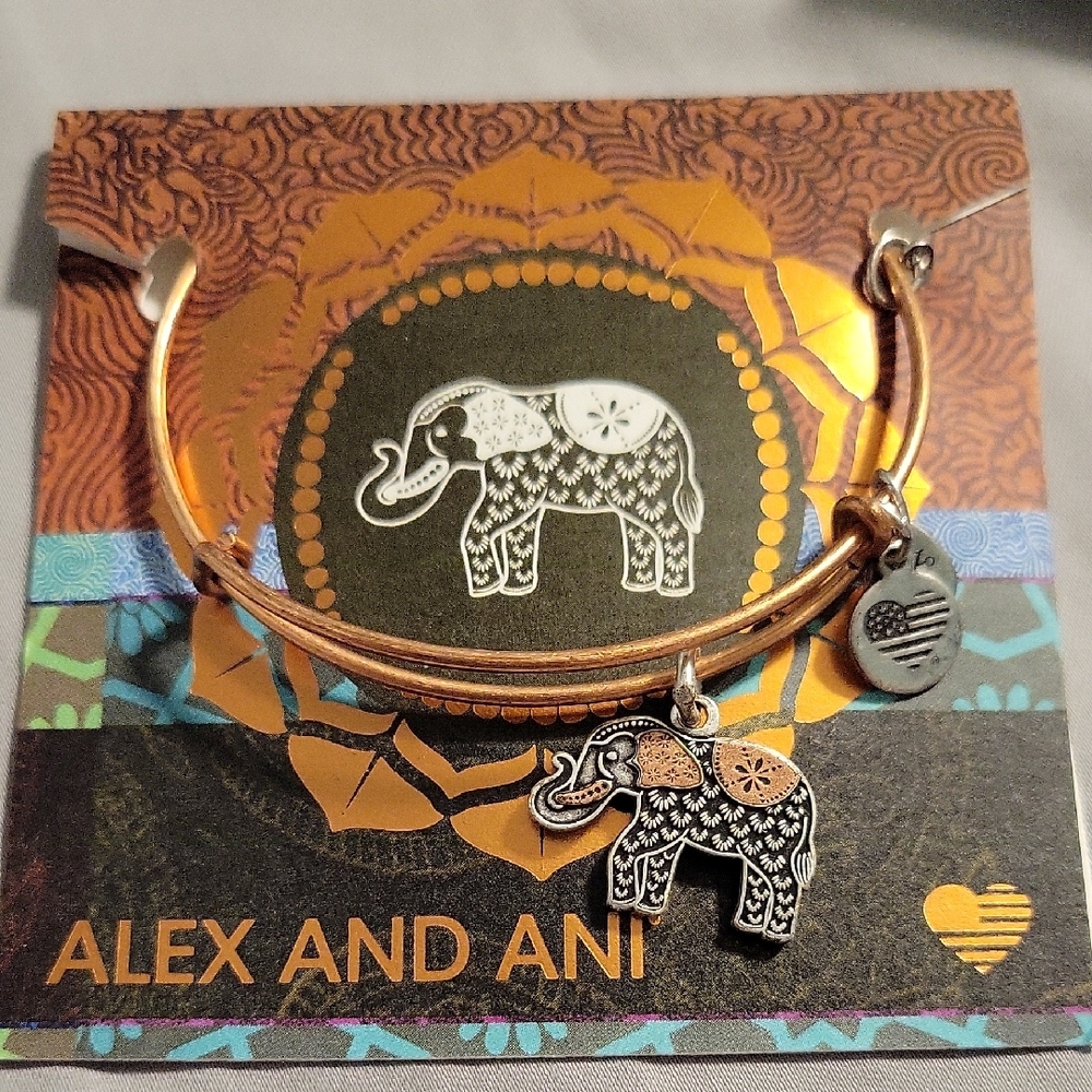 Alex and Ani Gold Elephant Charm Bracelet NWT